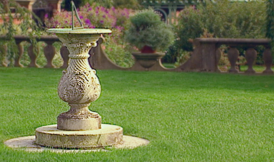 Sundial on a Grassy Terrace
