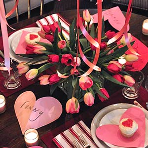 Valentine's Day Table Setting and Meal
