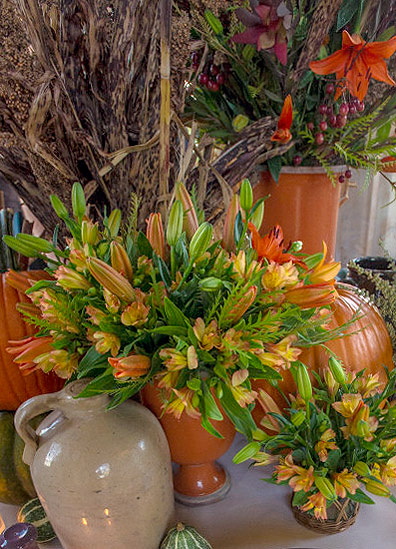 The alstroemeria and lilies I used are long lasting so I can make the arrangements a day or two in advance.