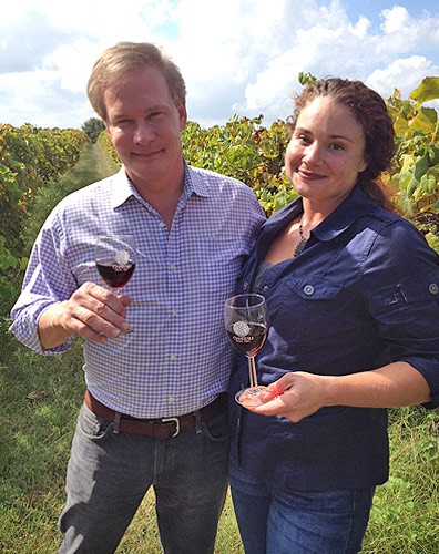 Enjoying a glass of local wine with Audrey House.